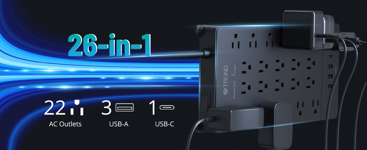 26-in-1 power strip black