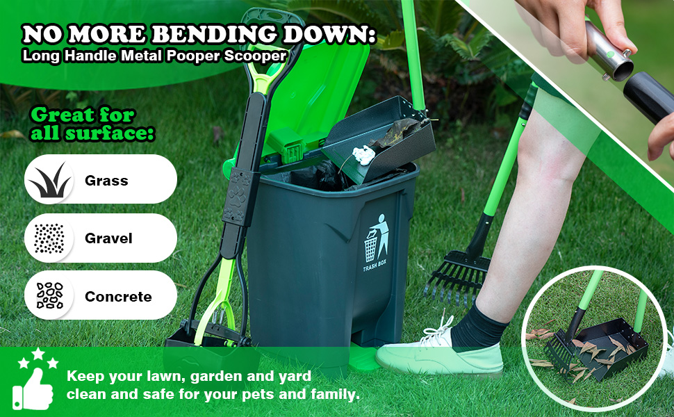 MXF Pooper Scooper Set, Dog Poop Trash Can for Outdoors