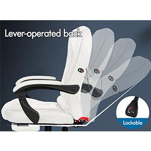 ELFORDSON Massage Office Chair With Footrest Executive Gaming Seat Leather White 12 office chair