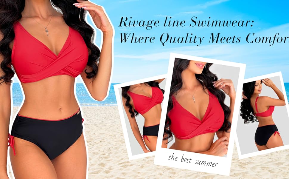 Amazon.com: RIVAGE LINE Women's Bikini Sets Two Piece High