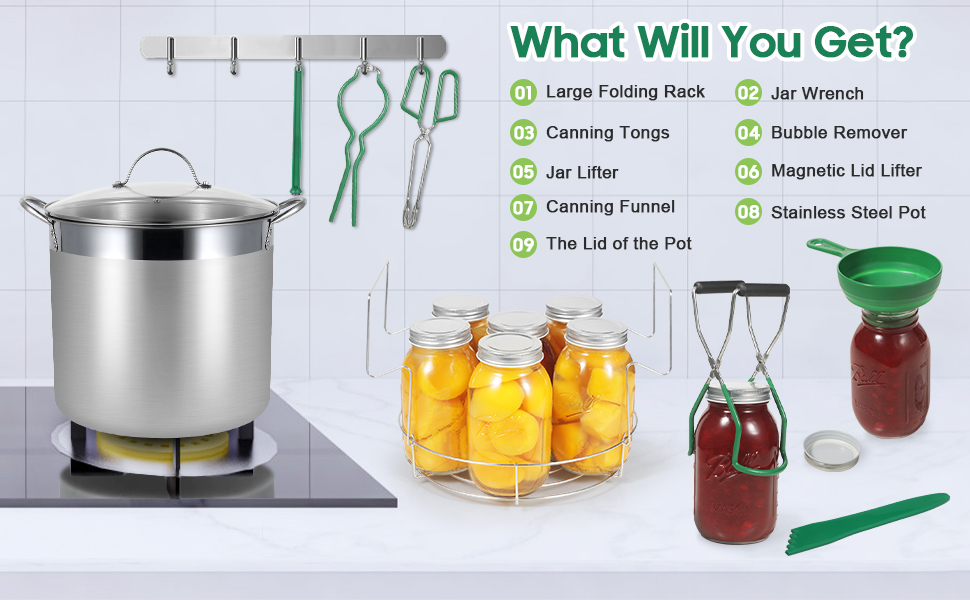 HOMKULA Water Bath Canning Pot With Rack And Lid, Steam Canner