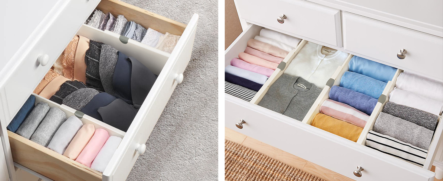 JONYJ Drawer Dividers Organizer 6 Pack, Adjustable