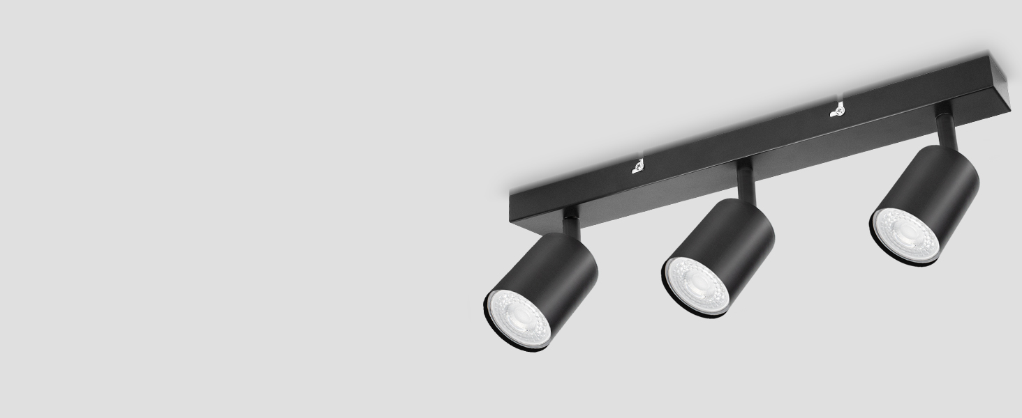 Dehobo Led Ceiling Light, Matt Black Ceiling Light 18W with Spotlight