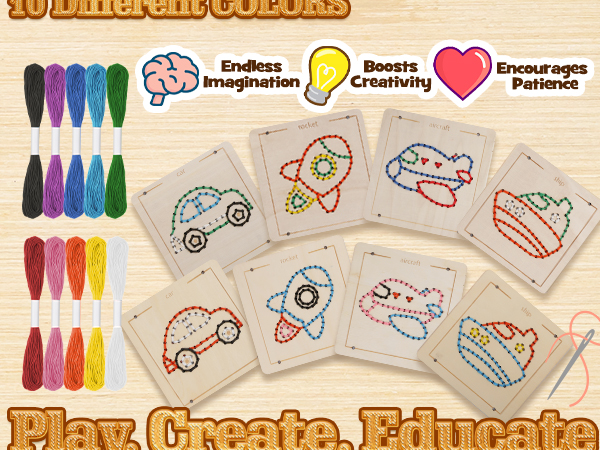 知育玩具 saint.mm1 Amazon.com: Montessori Wooden Lacing Toys for Toddlers and