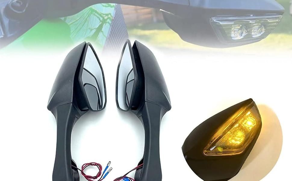 Vagary Adjustable Bike Mirror With Led Turn Light For Kawasaki