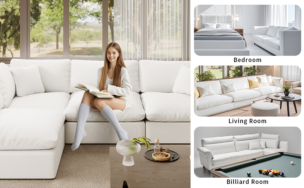 Intuition Decor Cloud Modular Sectional Sofa,189.4" Down
