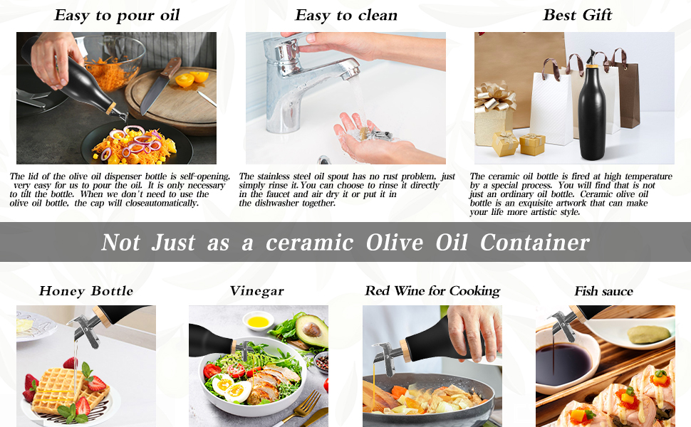 KINMAD Olive Oil Dispenser Bottle for Kitchen, Ceramic Oil