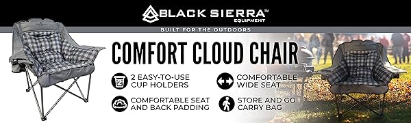 Main Features COMFORT CLOUD CHAIR AT A TAILGATE WITH BBQ AND EVERYONE IS JEALOUS