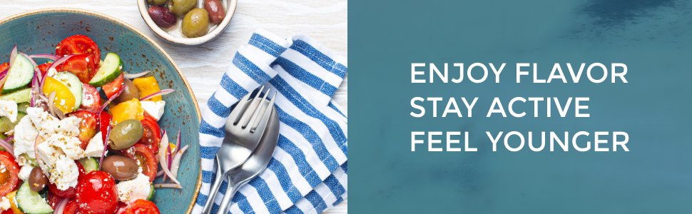 Enjoy flavor, stay active, feel younger — salad with feta.