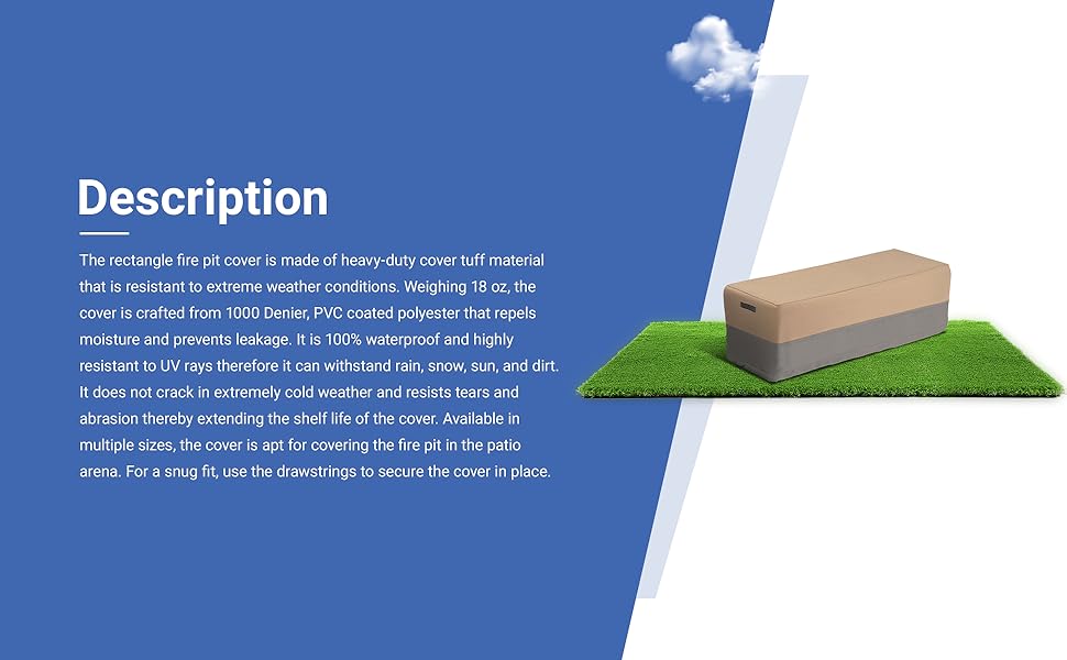 Covers & all Outdoor Rectangular Fire Pit Cover, Rectangle Heavy Duty18