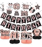 Yoyuspy 60th Birthday Decorations for Woman, Vintage 1965 60 Years Old Birthday Party Decor, Rose...