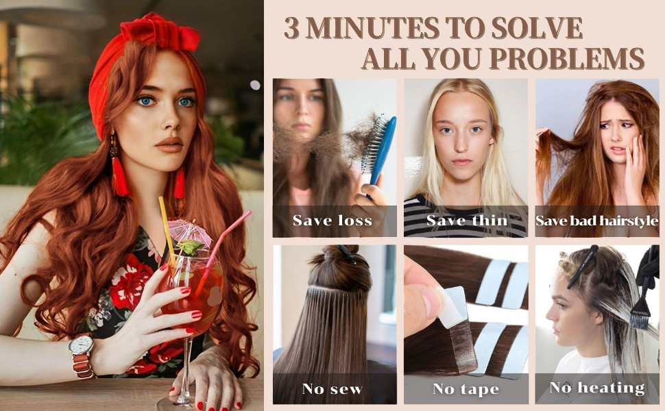 NAYOO Clip in Hair Extensions for Women 20 Inch Long Wavy