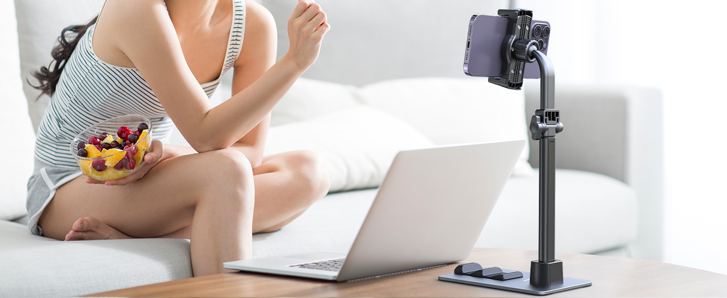 Tupwoon Overhead Phone Stand for Desk, [Reinforced Stable Base