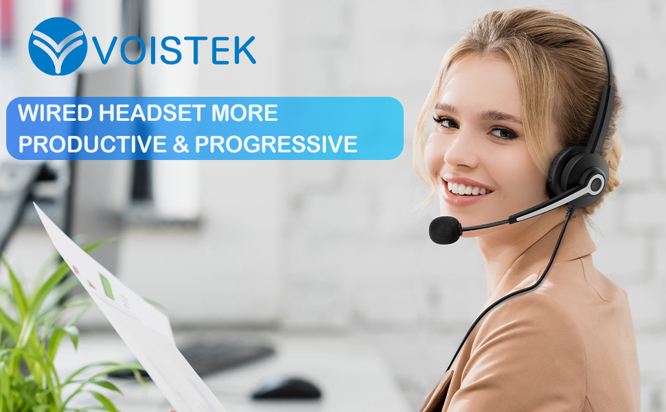Call Center Phone Headset with Microphone Noise Canceling