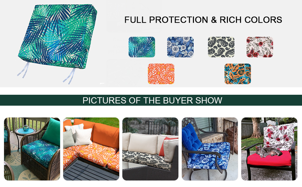 NettyPro Patio Cushion Covers 2 Pack Water Repellent UV