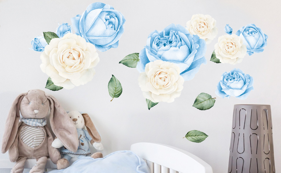 Watercolor Roses Wall Decals (Blue & White Watercolor) Amazon.ca