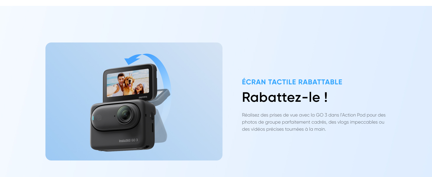 Insta360 GO 3 128 Go Caméra de vlog pour créateurs, écran tactile rabattable, petite cam d