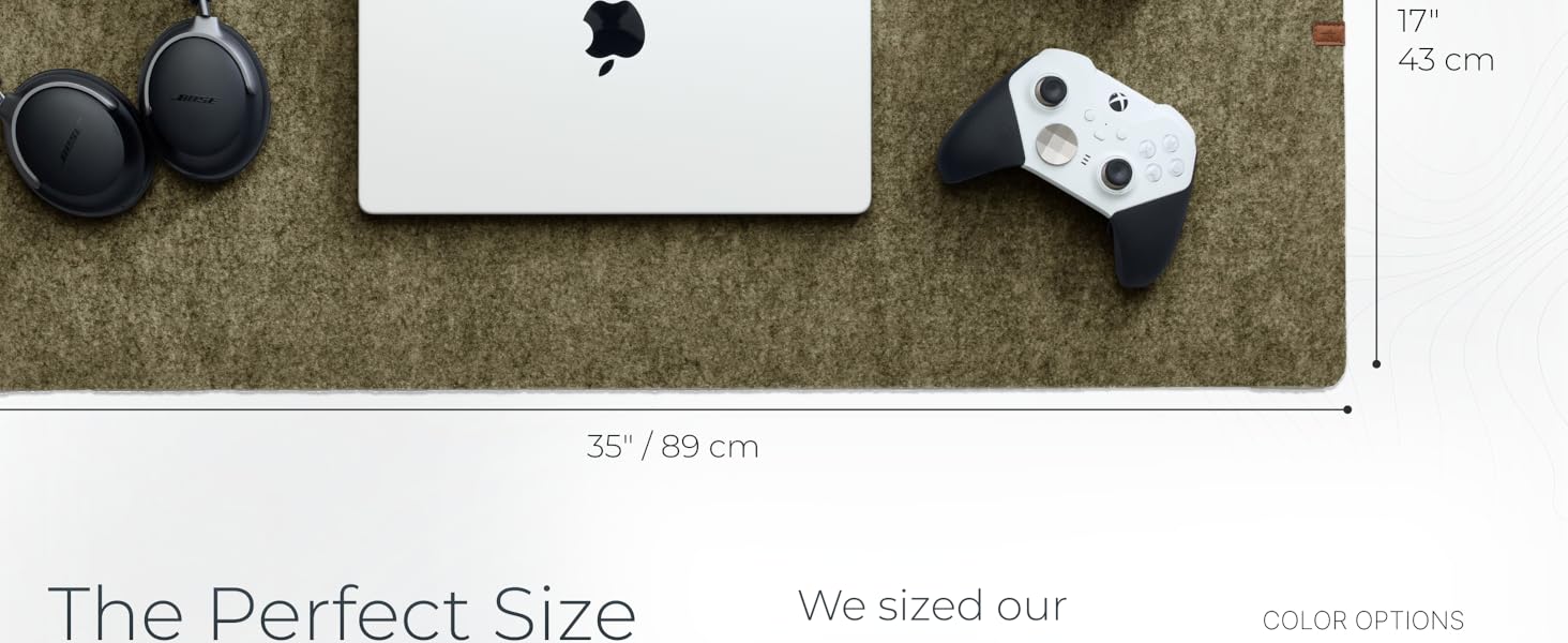 Perfect size: 17×35 inches fits large or small desks, with several color options