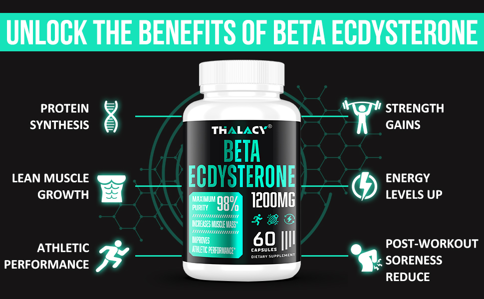 Thalacy 1200MG Beta Ecdysterone Supplement, 98 Maximum Purity Ecdysterone