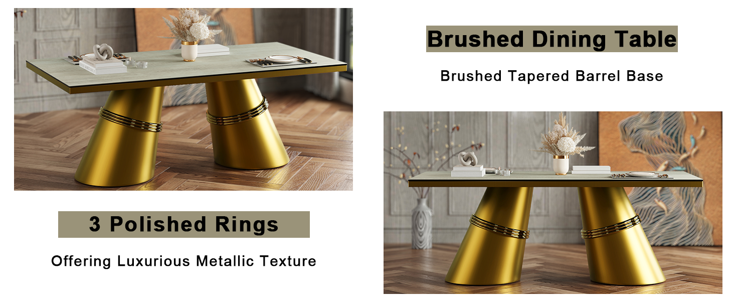 jajaplus 9Piece Dining Table Set for 8, Luxury Brushed