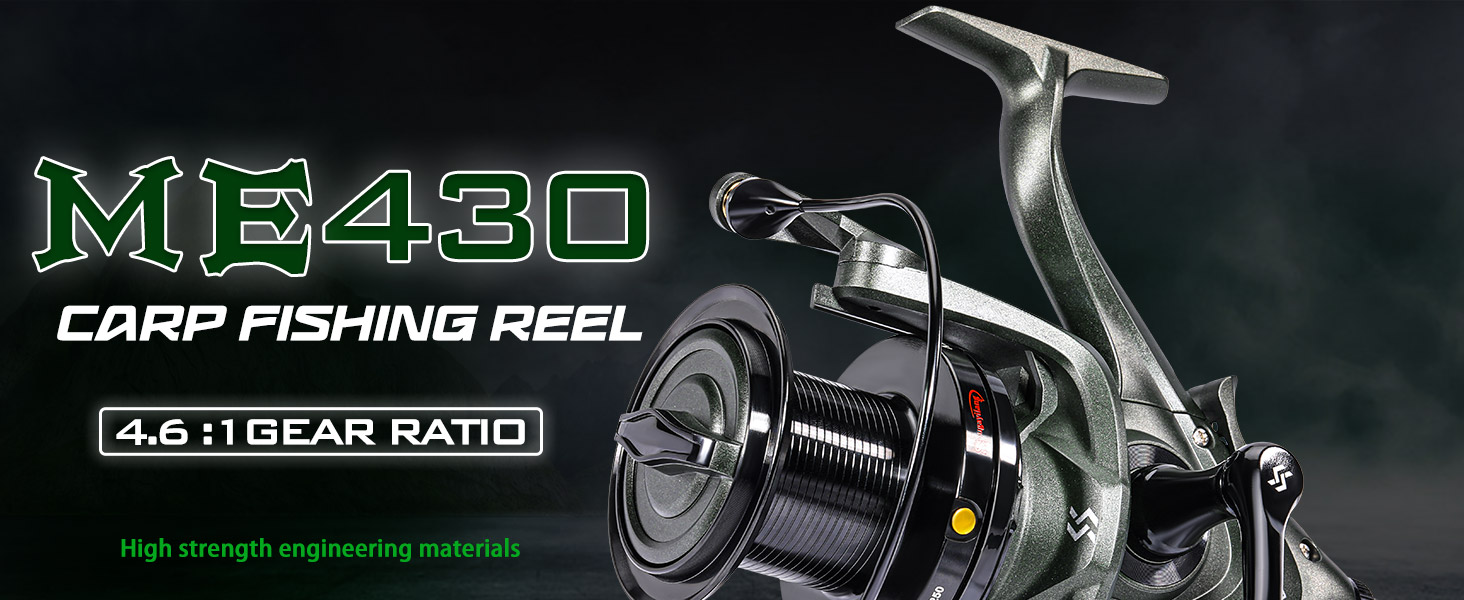 Sougayilang ME430 Carp Reel,11000/12000 Large Line Capacity Surf/Carp Fishing Reels,13+1BB Smooth Powerful Carp Reels 4.6:1 Gear Ratio for Saltwater Freshwater 15 1