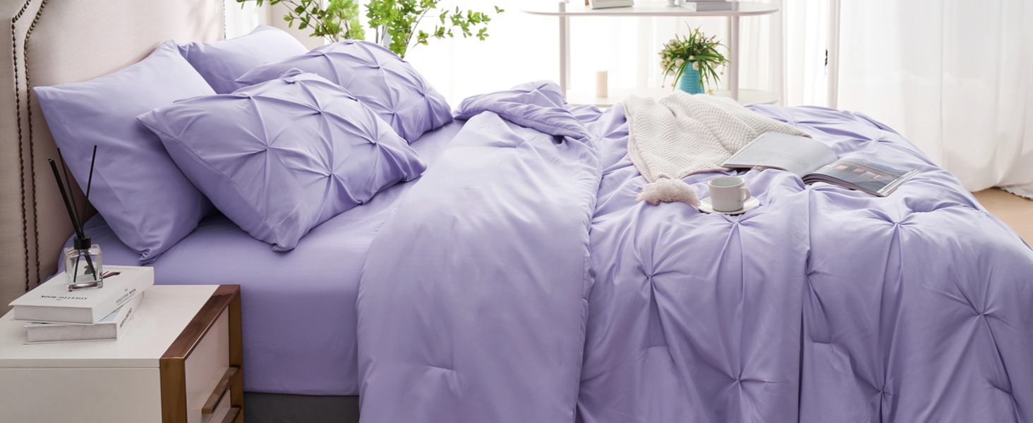 Ubauba Light Purple Queen Size Comforter Set Bed in a Bag