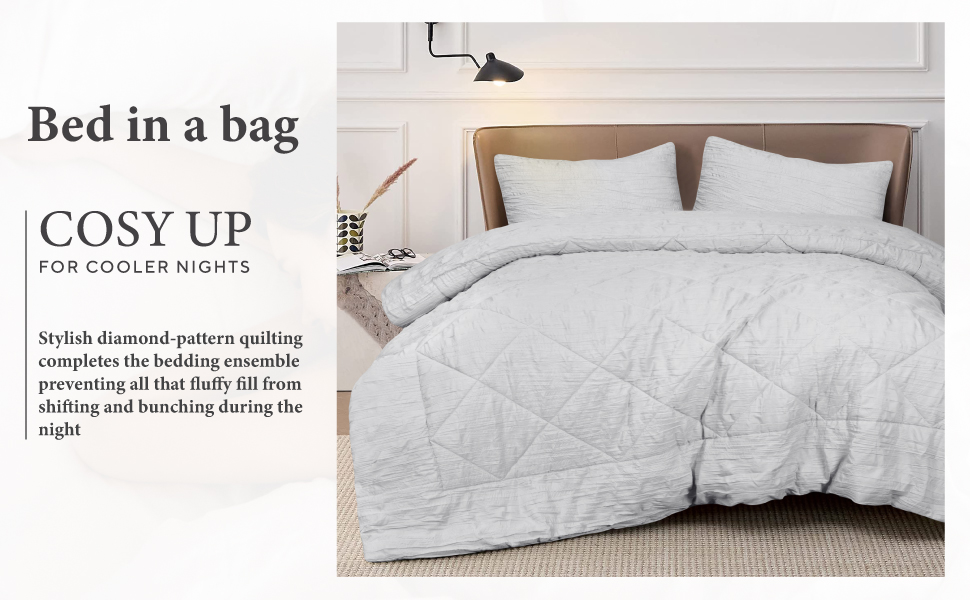 EnvioHome Twin Size Comforter Set Soft Crinkled Comforter