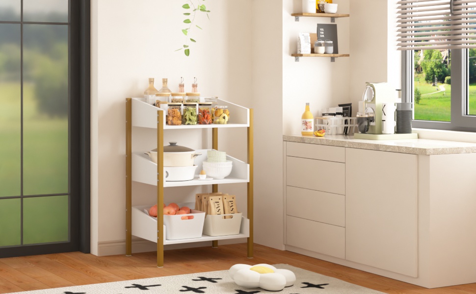 VECELO Bookshelf,Small Bookcase,3Tier Storage Organizer