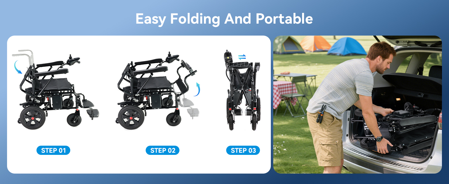 Foldable Motorized Wheelchair with Large Tire