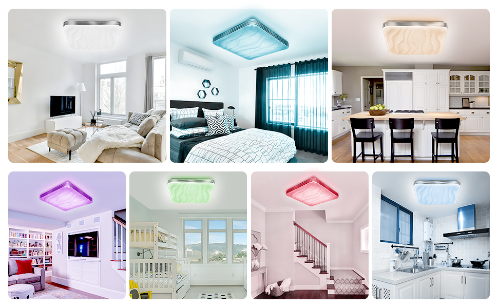 OTREN LED Ceiling Light, Dimmable RGB, 36 W Colour Changing Ceiling
