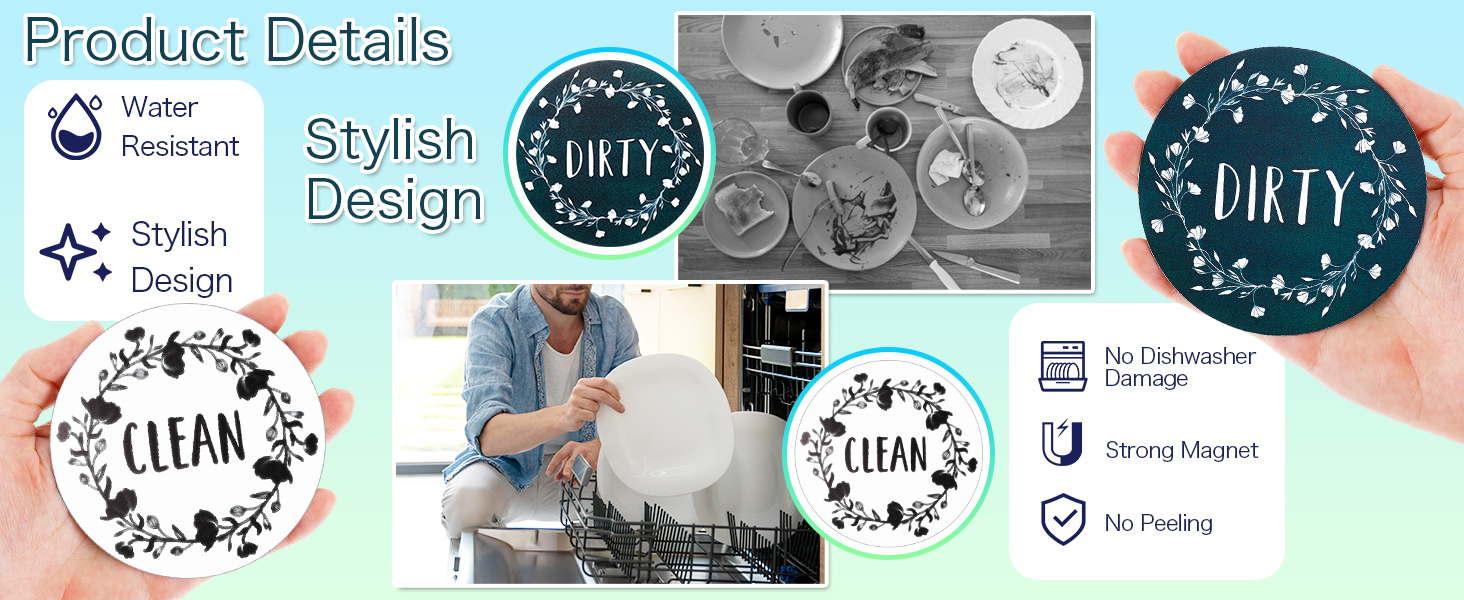 round dishwasher magnet clean dirty sign round