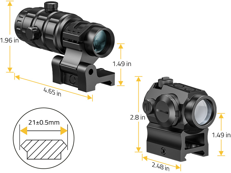 Optimized Compatibility with Absolute Co-Witness - CVLIFE JackalHowl Green Dot Sight & 3X Magnifier Combo Set