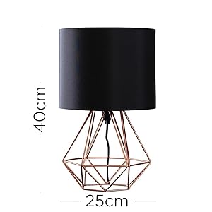 MiniSun Pair of Modern Copper Metal Basket Cage Style Table Lamps with a Black Fabric Shade