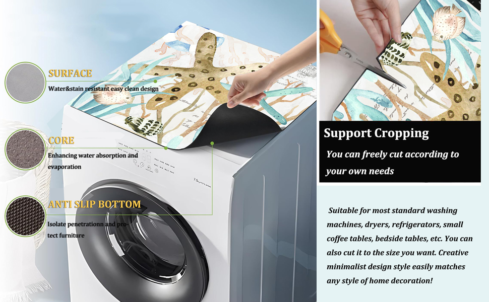 MeeShirer Flowers Washer Dryer Top Cover Mat Dust Cover Pad