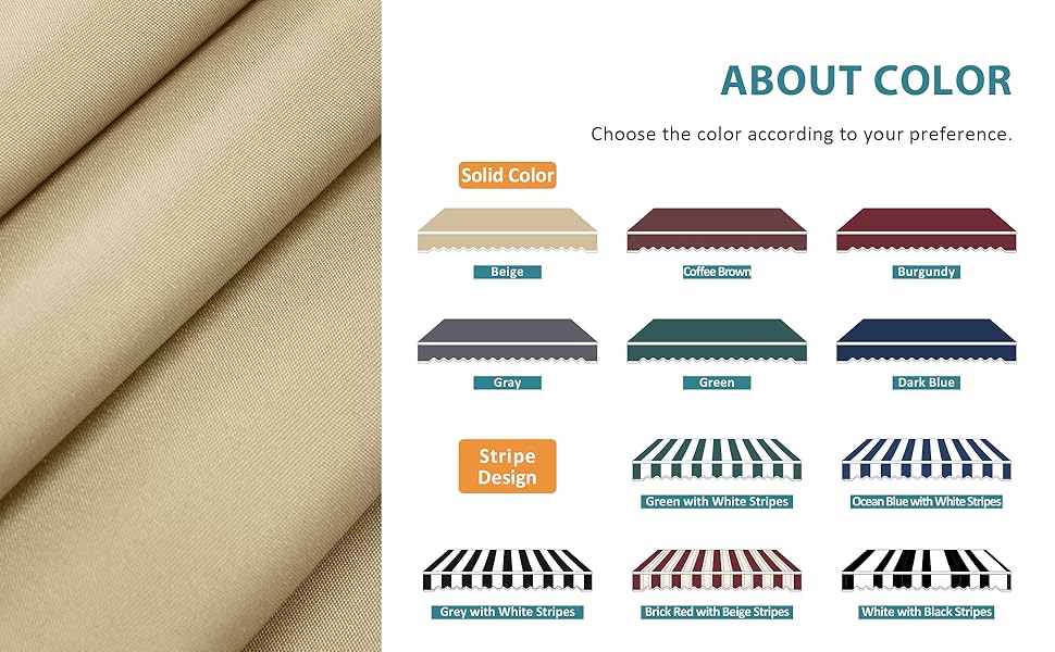 Patio Awning 12x10 Feet Fabric Replacement Sunshade