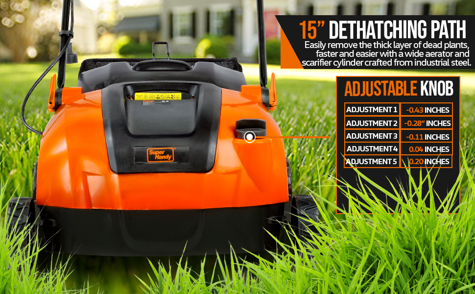 SuperHandy 2 in 1 Walk Behind Scarifier, Lawn Dethatcher
