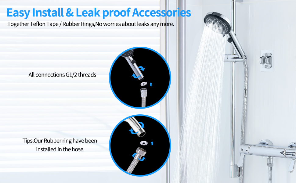 OUOYYO Shower Head with Hand Held Spray, High Pressure High Pressure 5