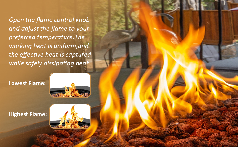 AUSROMASHO 24'' Outdoor Low Profile Fire Table 50,000 BTU