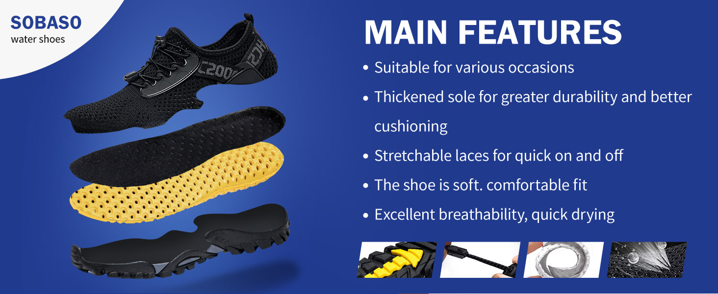 Amazon.com | SOBASO Water Shoes Women Men Quick Drying Swim Beach Aqua Shoes for Water Sport