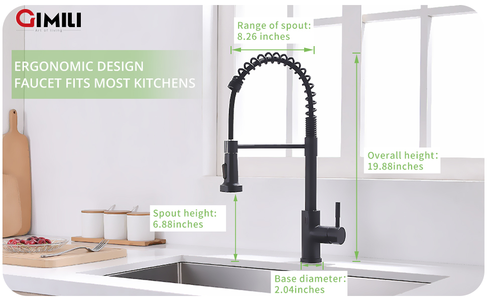 GIMILI Touchless Spring Kitchen Faucet with Pull Down Sprayer, Single