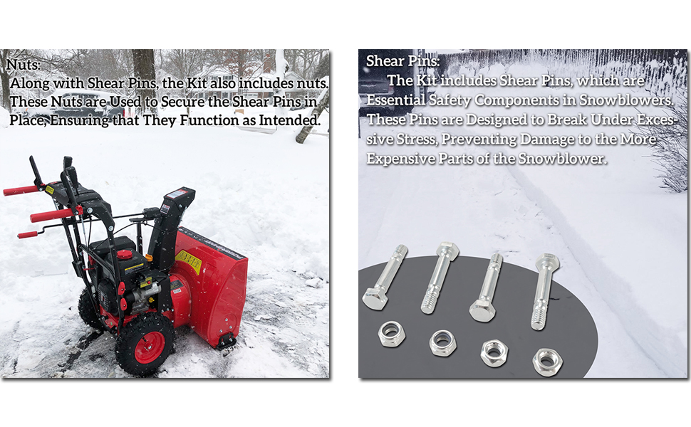 Snow Blower 4 Shear Pins and Nuts Replacement for PowerSmart Snowblower 303160355P