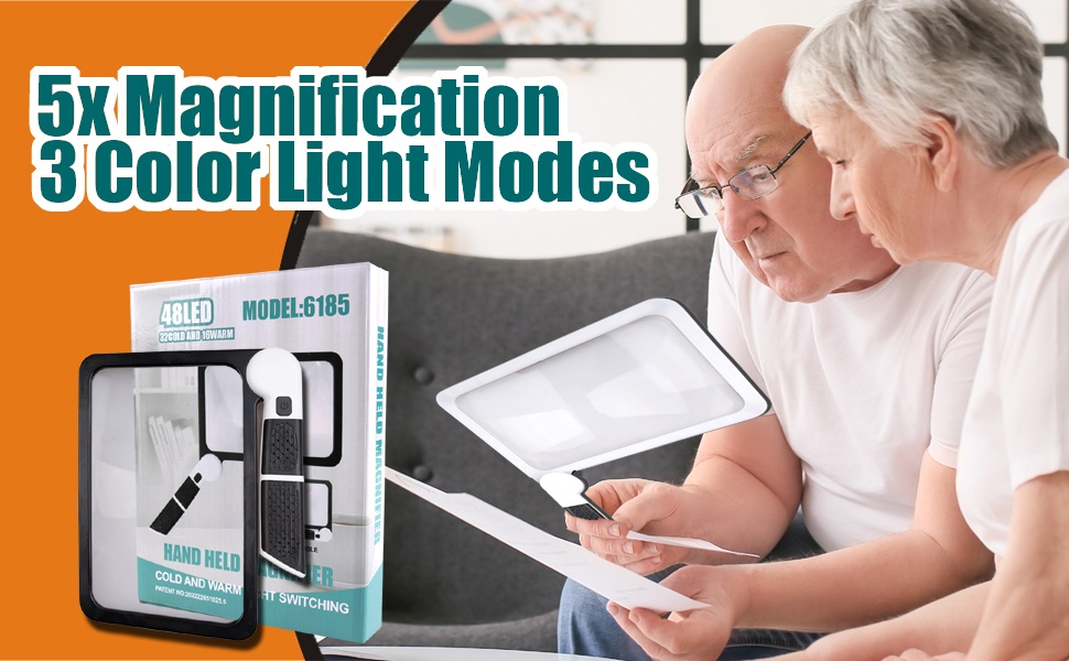 Foldable Handheld Large Magnifying Glass with Light