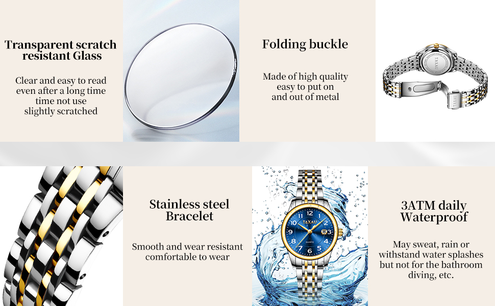 Taxau Womens Watch with Stainless Steel Strap - Quartz Analog Wrist Watch Waterproof - Fashion Ladies Dress Watches for Ladies 16 stainless watches