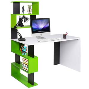 Scrivania Libreria 7 Ripiani Tavolo Porta Pc Computer Legno Casa Ufficio