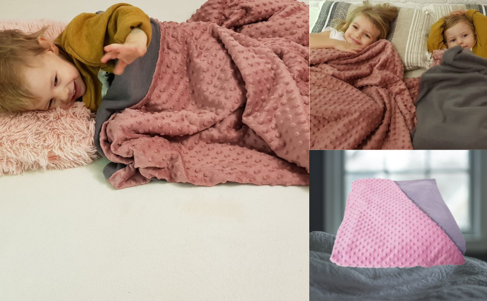 Playlearn 3kg Weighted Blanket for ChildrenPink Grey Kids Weighted