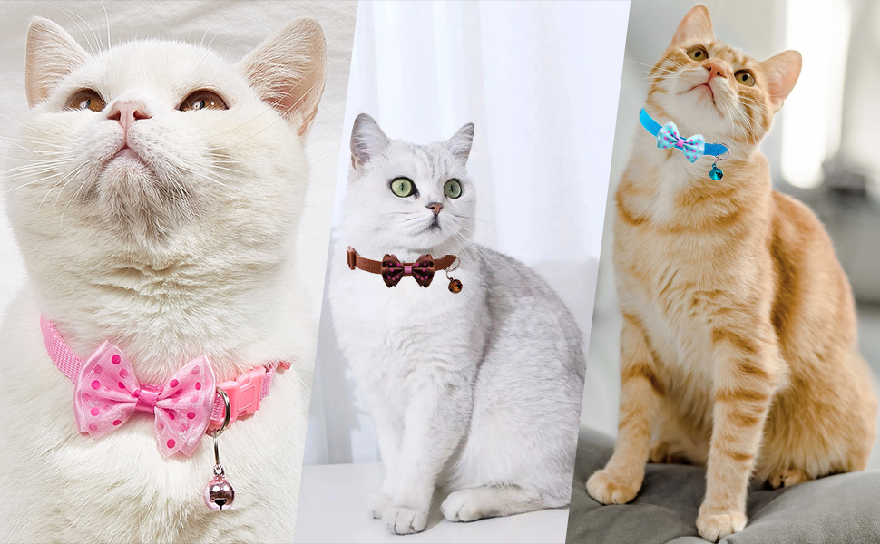 OMIGA 10 Pack Cat Collar with Cat Bow Tie Collars and Bell Adjustable