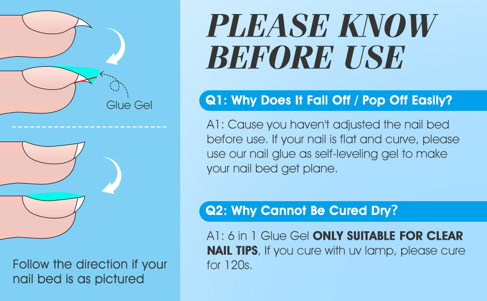 Gelike EC 6 in 1 Nail Glue Gel for Acrylic Nails Long