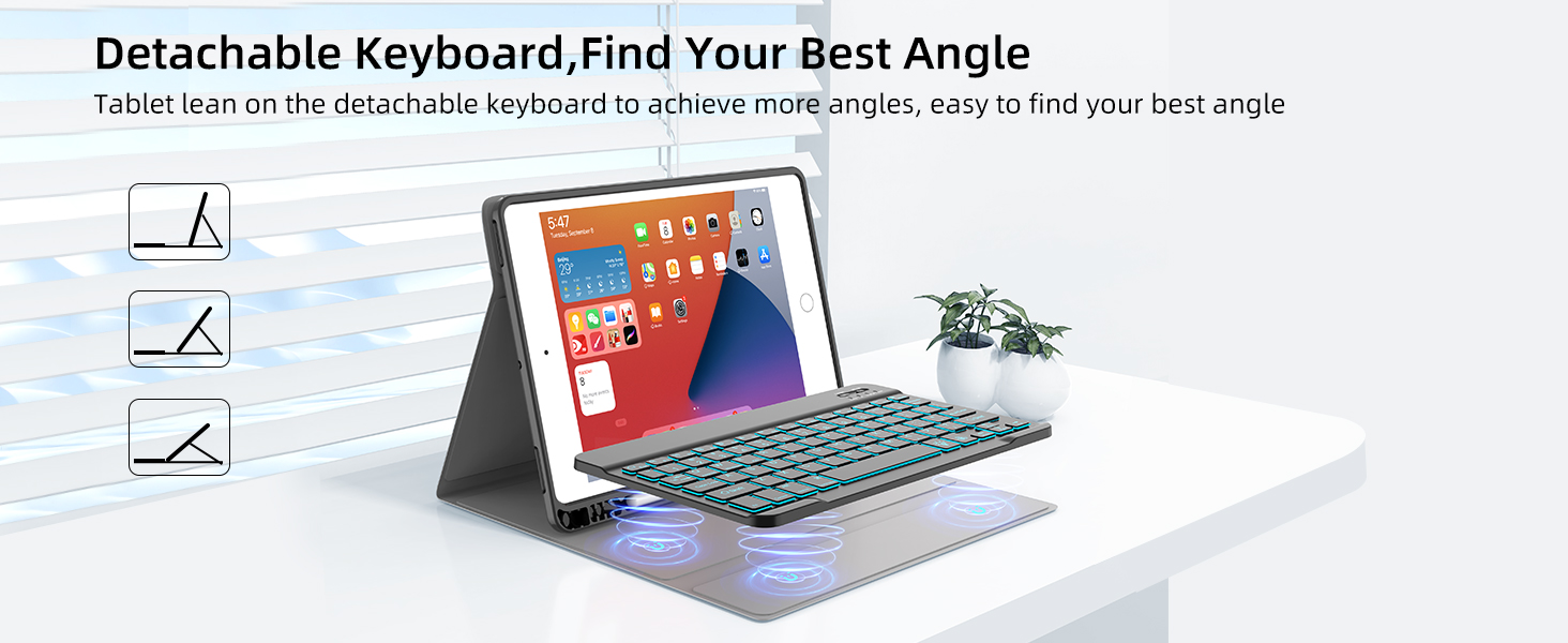 JUQITECH Backlit Keyboard Case for iPad 9.7, iPad 6th Gen(2018), iPad 5th Gen(2017