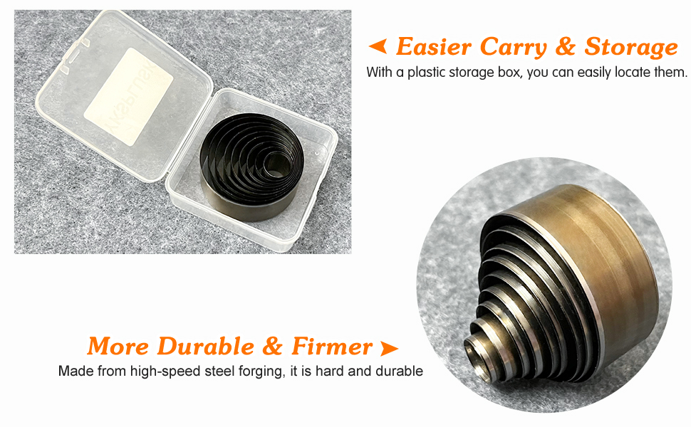 YKSPLUSK Leather Circle Cutter Tool Set, 9 Pieces Round Punch Tools 15