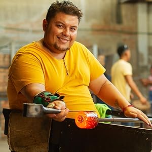 NOVICA Handmade Blue Glass Tumbler Glasses Drinkware From Mexico Tableware dinnerware kitckenwaew